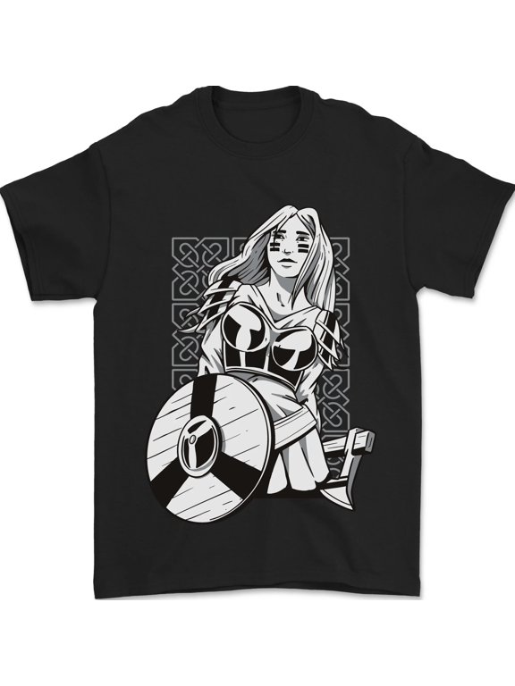 A Viking Shield Maiden Warrior Mens T-Shirt 100% Cotton