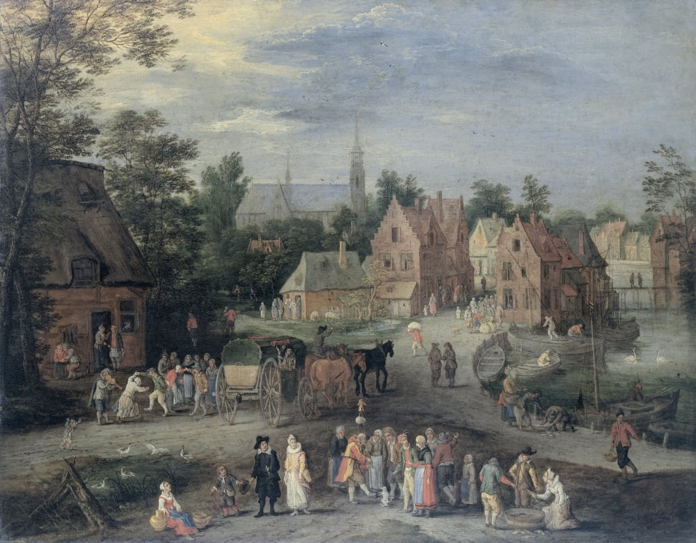 A Village In Flanders Canvas Art - (24 x 18)