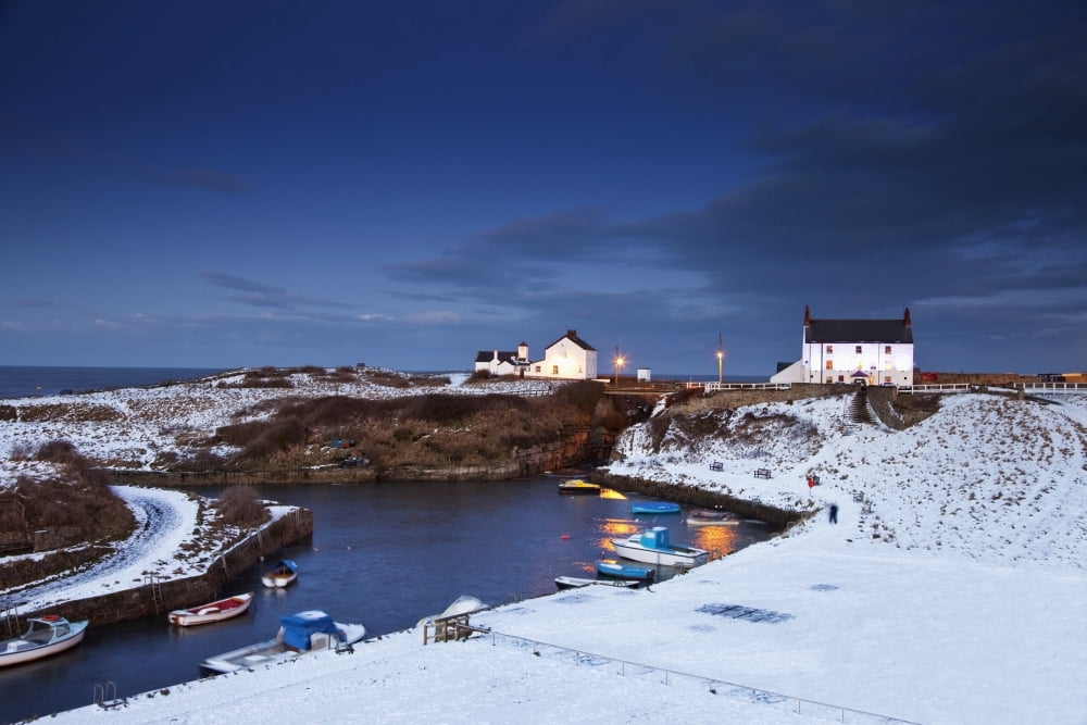 A Village On The Coast Seaton Sluice Northumberland England Canvas Art - John Short Design Pics (38 x 24)