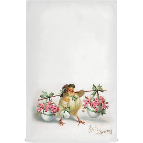 A Vintage Easter Greeting Card Illustration Circa 1910_212608 Kitchen Dish Towels Set of 1 Absorbent Hand Towels, Lint-Free 18"x28" Dishcloths Fast Drying for Cooking Baking Home Clean