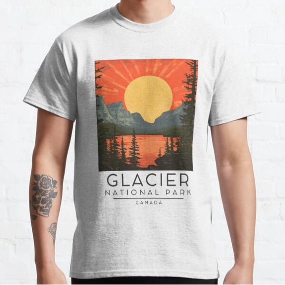 A Vintage Illustration Of Glacier National Park Classic T-shirt ...