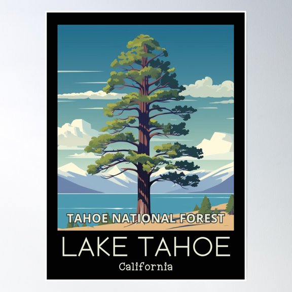 A Vintage Travel Illustration Of Tahoe National Forest - California - Us Poster Wall Art, Modern Wall Decor, 16x24 UNFRAMED