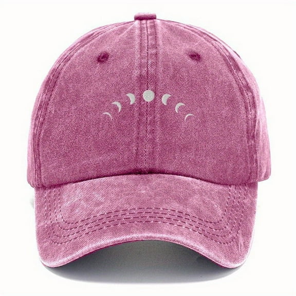 A Vintage Washed 'Moon' Embroidered Baseball Cap Suitable for Both Men And Women, Perfect for Casual Sports, Dad Hats, Fishing, And Travel Attire.