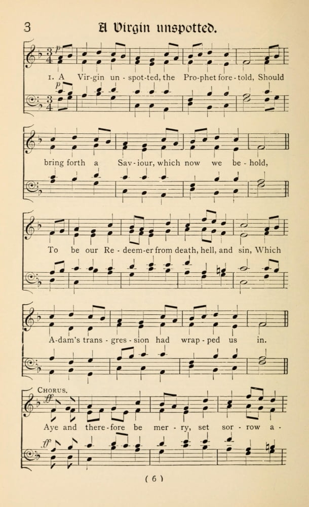 A Virgin Unspotted 1 Christmas Carols New & Old 1850 Canvas Art - (18 x 24)