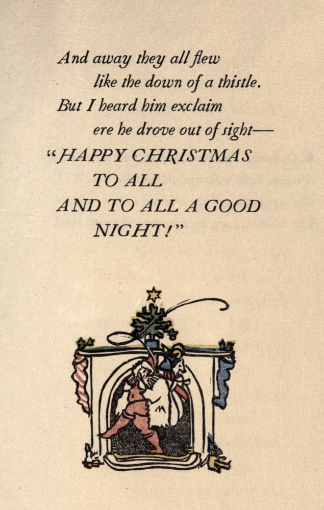 A Visit from St Nicholas 1821 Twas the Night Before Christmas 7 Canvas Art - CC Moore (24 x 36)