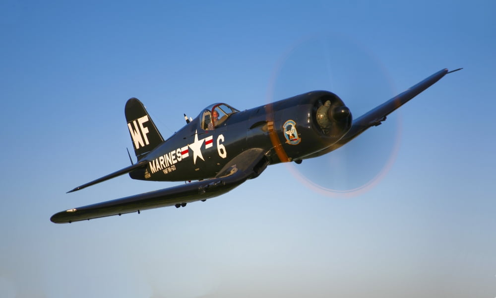 A Vought F4U-5 Corsair in flight Canvas Art - Scott GermainStocktrek Images (18 x 11)