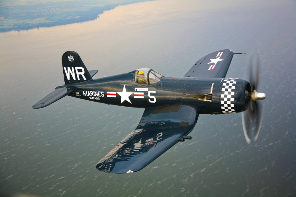 A Vought F4U-5 Corsair in flight Canvas Art - Scott GermainStocktrek Images (35 x 23)