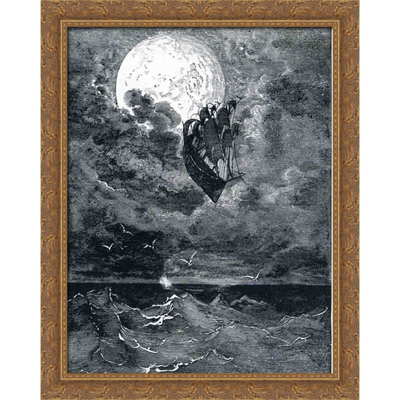 A Voyage to the Moon 28x34 Large Gold Ornate Wood Framed Canvas Art by Gustave Dore
