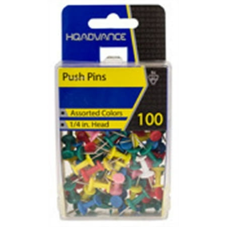 A&W 34005 Push Pins Assorted Colors 100 Count