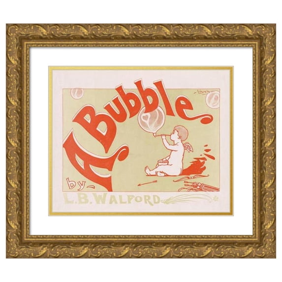 A.W.B. Lincoln 14x12 Gold Ornate Wood Frame and Double Matted Museum Art Print Titled - A Bubble (ca. 1890-1920)