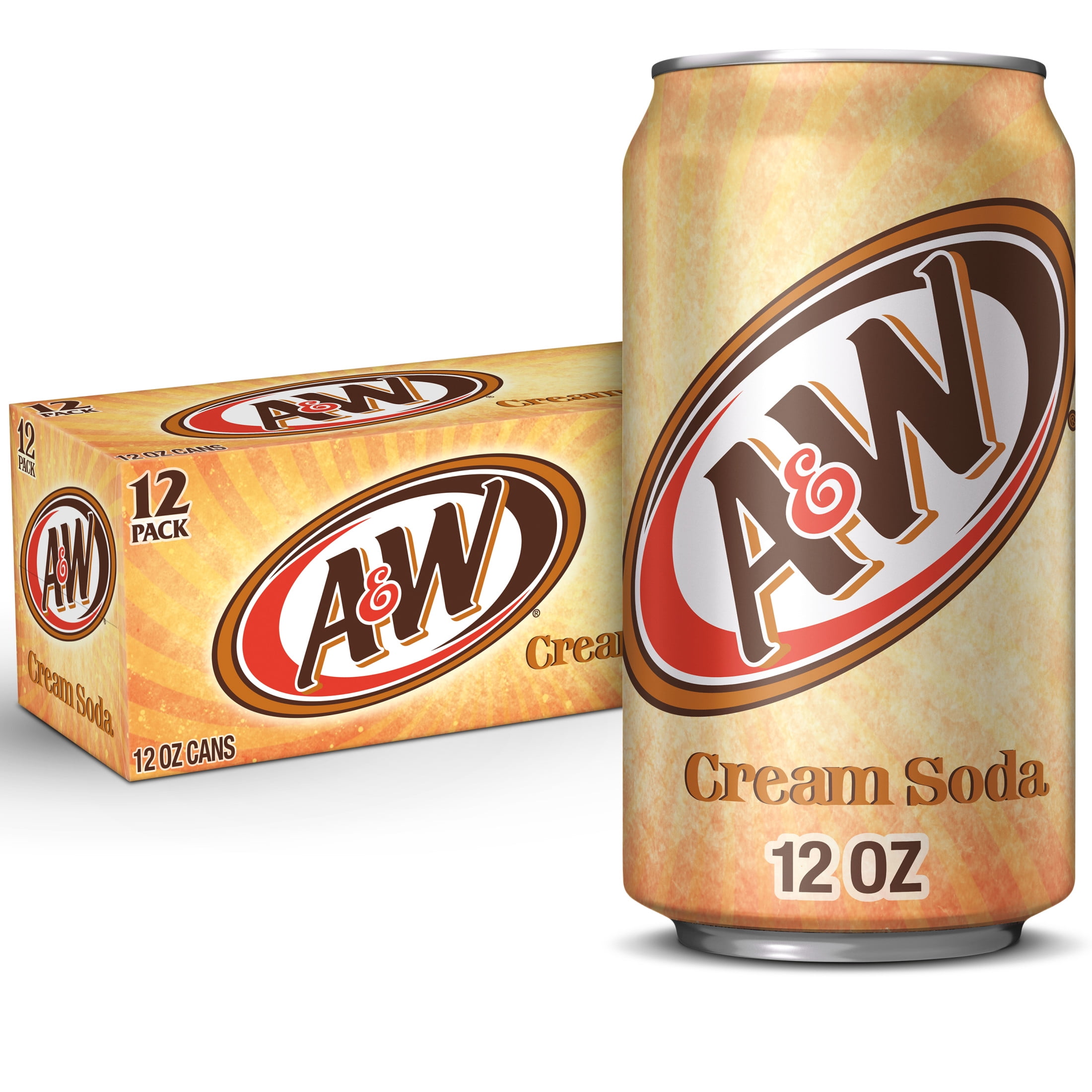 A&W Cream Soda Pop, 12 fl oz, 12 Pack Cans