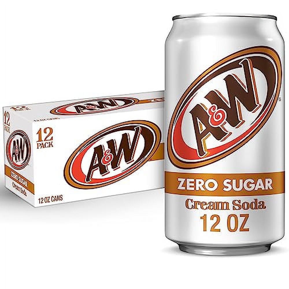 A&W Cream Soda Zero Sugar, 12 Fl Oz Cans, 12 Pack Packaging May Vary