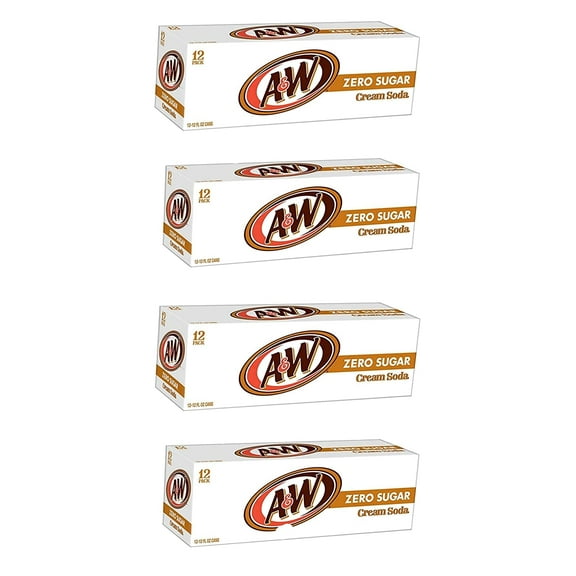 A&W Cream Soda Zero Sugar, 12 oz Cans, 48 Units