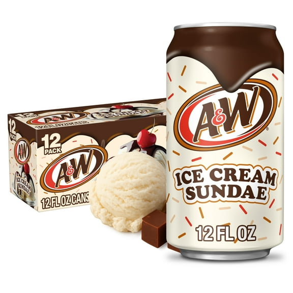 A&W Ice Cream Sundae Soda Pop, 12 fl oz, 12 Pack Cans