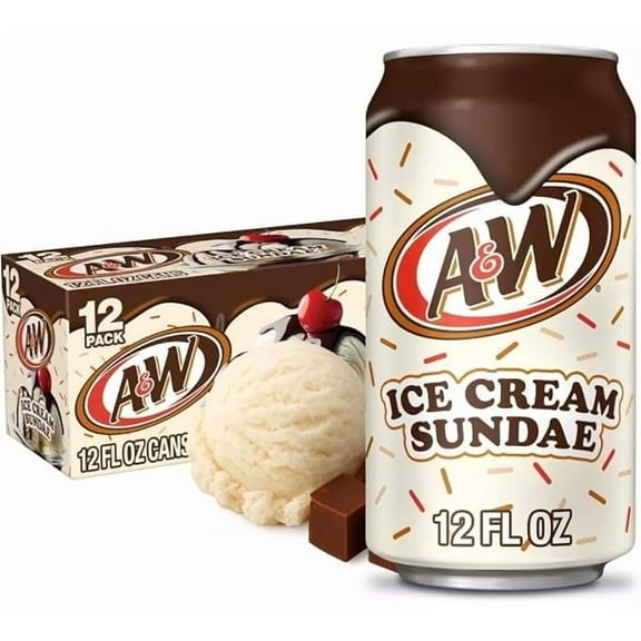 A&W Ice Cream Sundae Soda, 12 fl oz Cans, 24 Pack