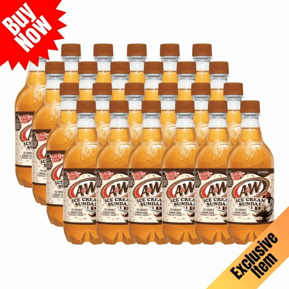 A&W Ice Cream Sundae Soda, 20 fl oz Bottles, 24 Pack