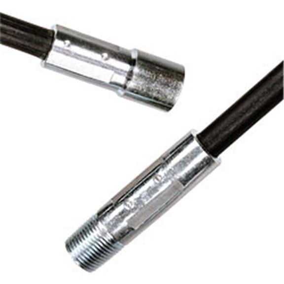 A.W. Perkins Co 2239 ButtonLok Connector With 3/8 Inch Pt Male Fiber Glass Rod End 4' Long - .440in. Diameter - Heavy-duty - black fiberglass