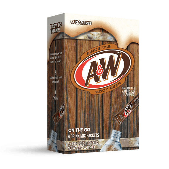 AW Root Beer Powder Drink Mix, Sugar-Free, 12 Pack