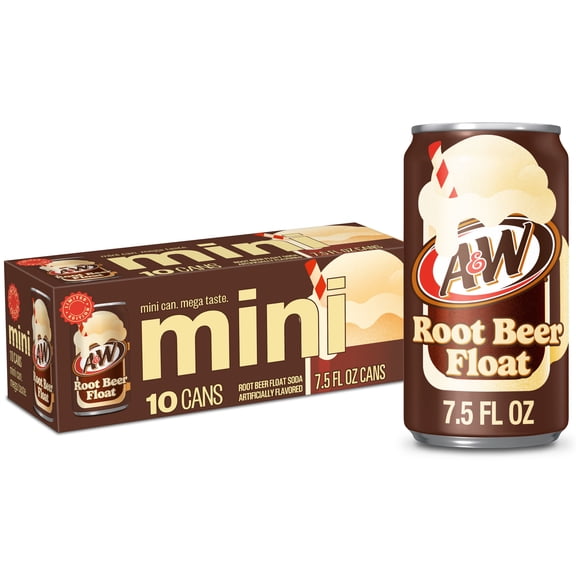 A&W Root Beer Float Soda Pop, 7.5 fl oz, 10 Pack Cans