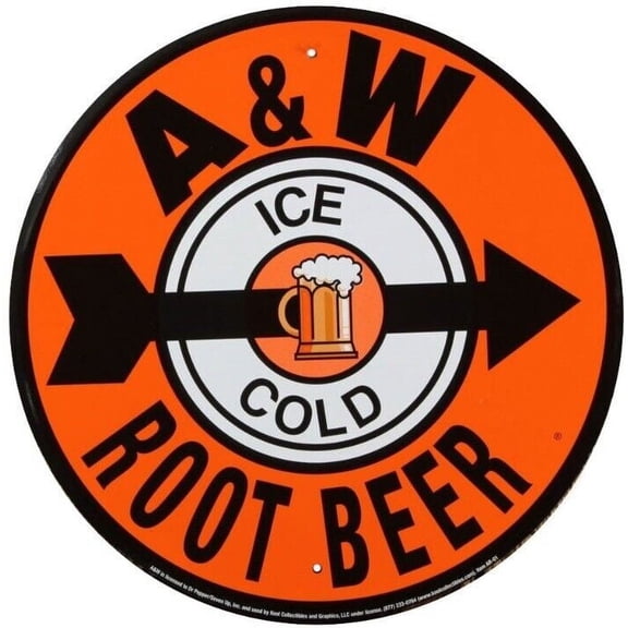 A & W Root Beer Novelty Round Metal Sign Size: 8 x 8 inch