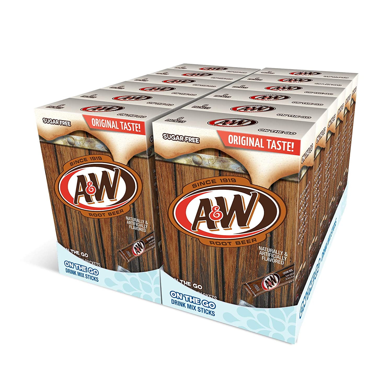 A&W, Root Beer â€“ Powder Drink Mix 6 Count (Pack of 12) Sugar Free