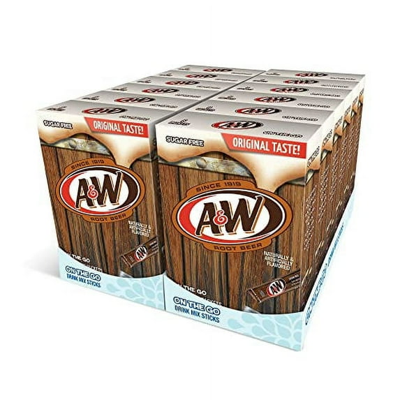 A&W, Root Beer – Powder Drink Mix -6 Count (Pack of 12) Sugar Free & Delicious, Makes 72 flavored water beverages