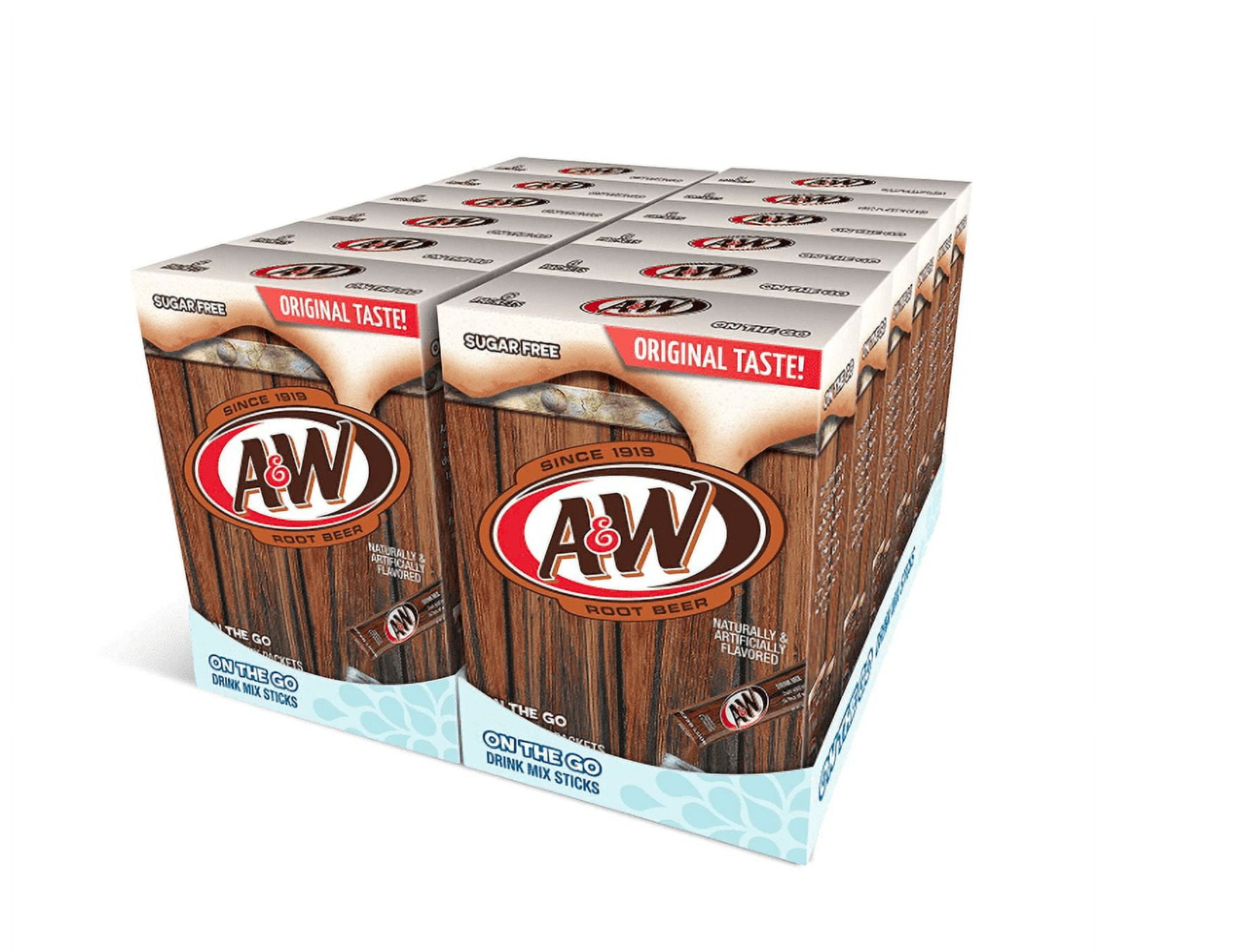 A&W Root Beer Singles To Go! Drink Mix, 6-0.53 oz Packets (Pack of 12, Total of 72 Packets)