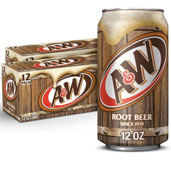 A&W Root Beer Soda Pop, 12 fl oz, 12 Pack Cans