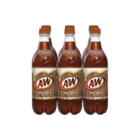 A&W Root Beer Soda Pop, 16.9 fl oz, 6 Pack Bottles