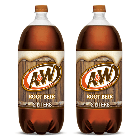 A&W Root Beer Soda Pop, 2 Liter Bottle (Pack of 2)