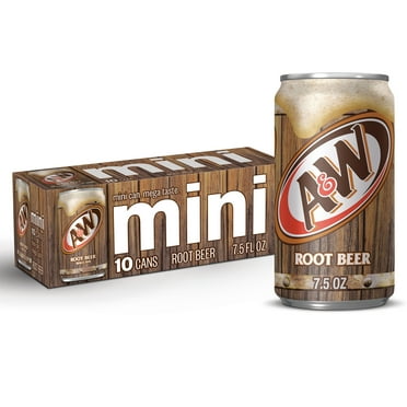 A&W Root Beer Soda Pop, 7.5 fl oz, 10 Pack Cans