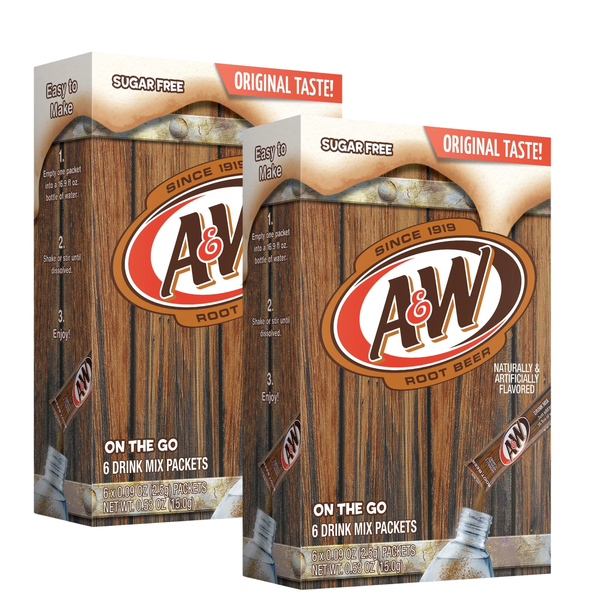 A&W Singles To Go Powder Drink Mix, (2 Boxes) SugarFree NonCarbonated