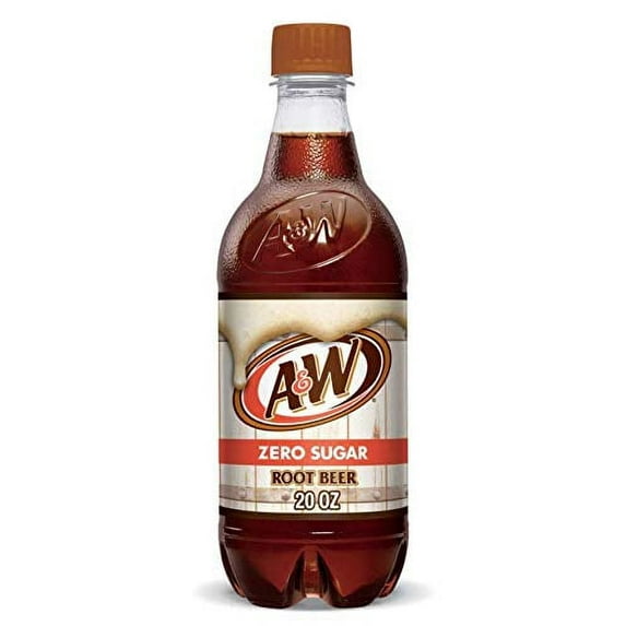 A&W Zero Root Beer, 20 Fl Oz Bottles, (Pack of 16, Total of 320 Fl Oz)