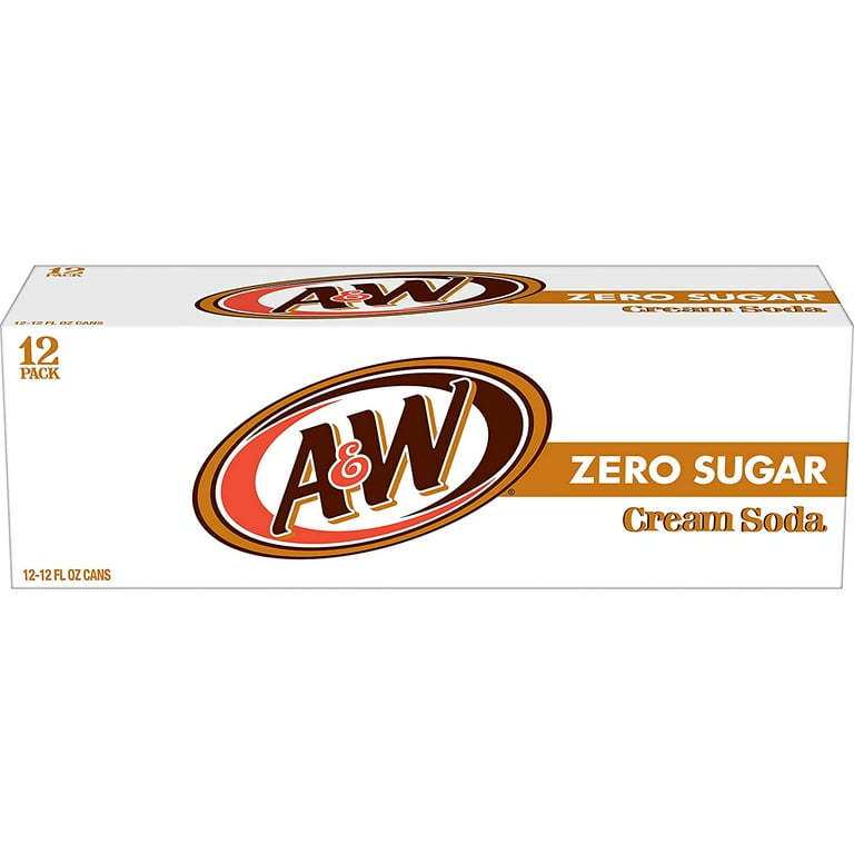 A&W Zero Sugar Cream Soda, 12 Fl Oz Cans, Quantity of 12