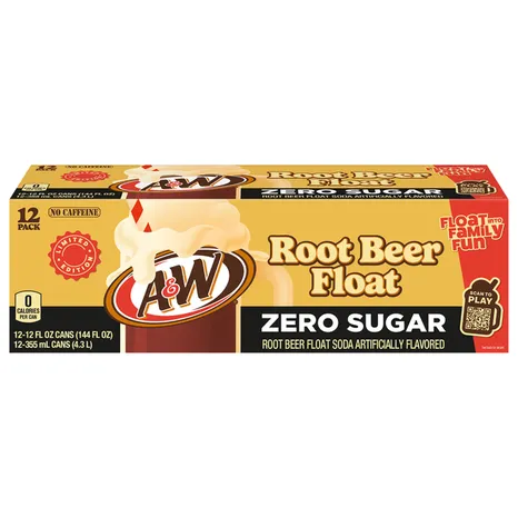 A&W Zero Sugar Root Beer Float Soda , 12 fl oz ( 12 PACK )