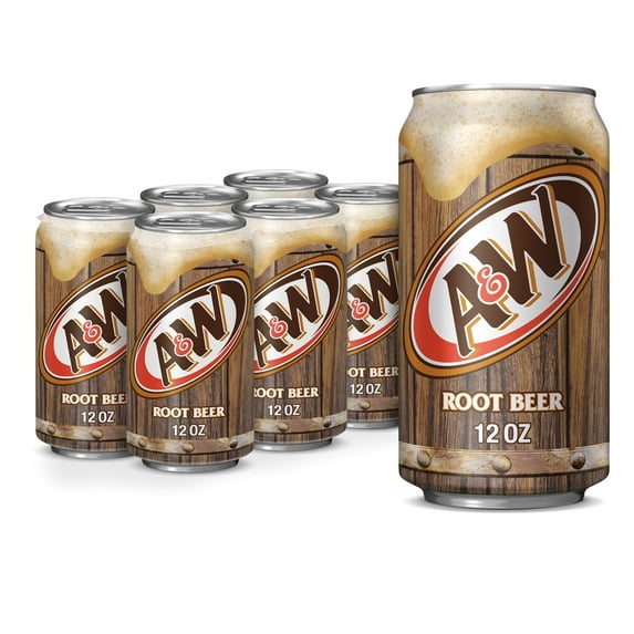 A&W Zero Sugar Root Beer Soda Pop, 6 Pack, 12 fl oz Cans