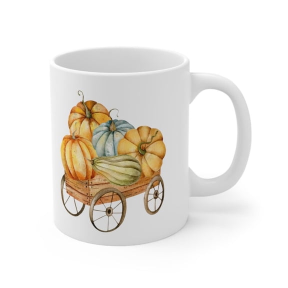 A Wagon Full of Harvest Mug oz Fall Coffee Cup, Farmhouse Autumn Gift.