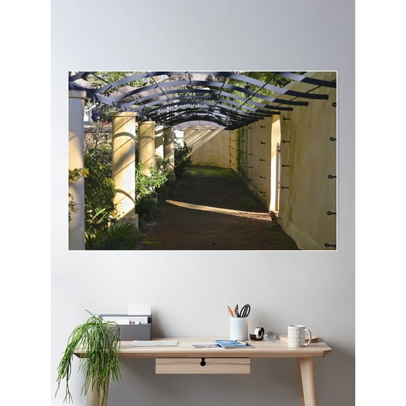 A Walk Through The Garden Under The Pergola Poster Wall Art, Modern Wall Decor For Living Room Bedroom, 24x36 UNFRAMED