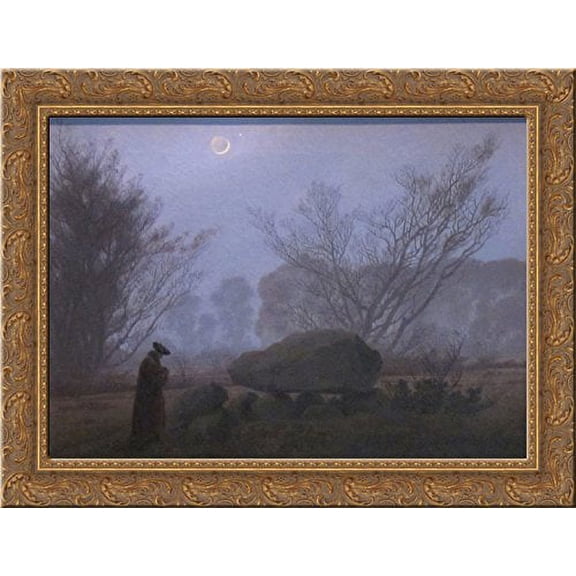 A Walk at Dusk 24x20 Gold Ornate Wood Framed Canvas Art by Caspar David Friedrich