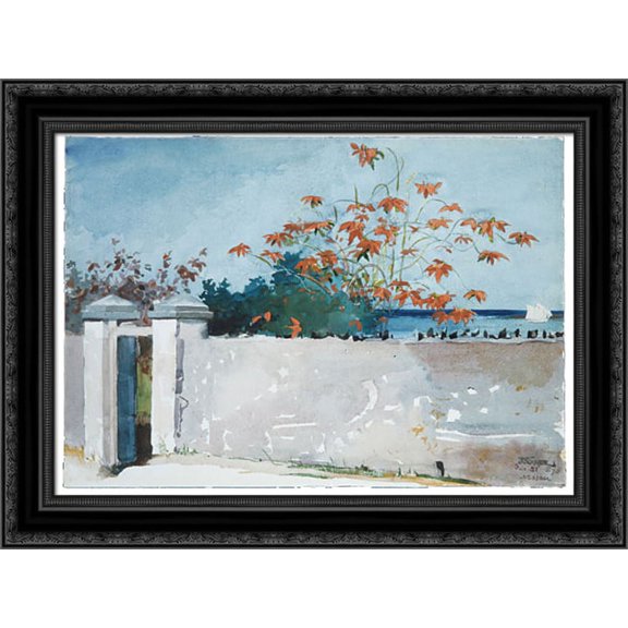 A Wall, Nassau 24x19 Black Ornate Wood Framed Canvas Art by Homer, Winslow