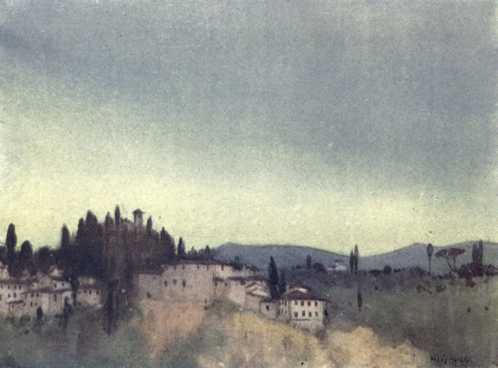 A Wanderer in Florence 1921 Evening at Piazzale Michelangelo Canvas Art - Harry Morley (24 x 36)