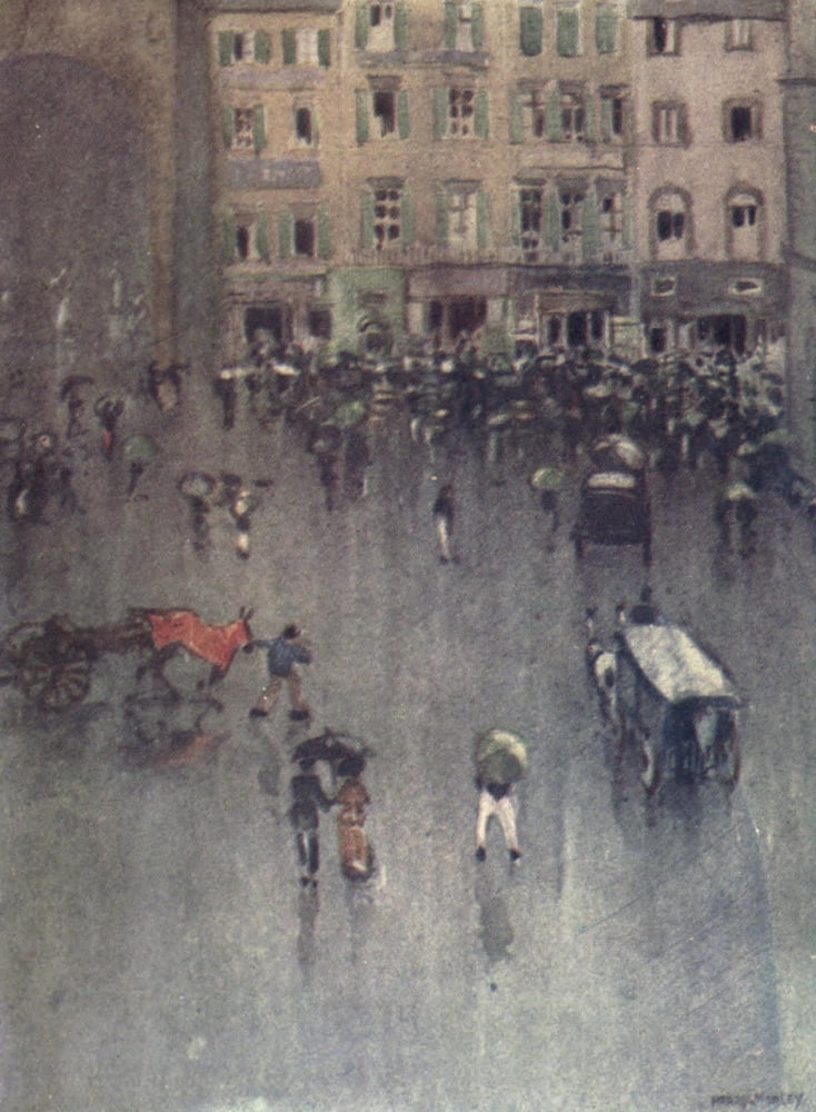 A Wanderer in Florence 1921 The Piazza della Signoria Canvas Art - Harry Morley (24 x 36)