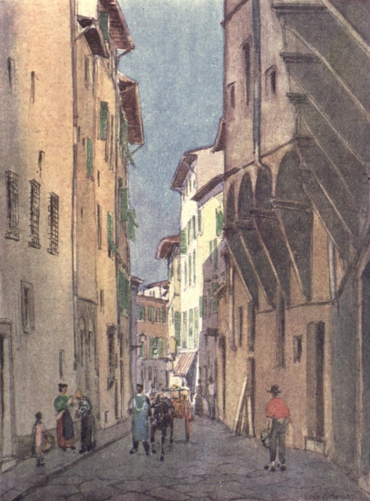 A Wanderer in Florence 1921 The Via de Vagellai Canvas Art - Harry Morley (24 x 36)