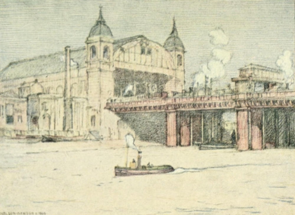 A Wanderer in London 1906 Cannon Street Station Canvas Art - Nelson Dawson (24 x 36)