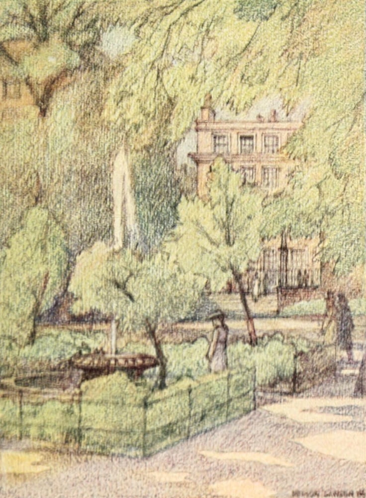 A Wanderer in London 1906 In the Temple Gardens Canvas Art - Nelson Dawson (24 x 36)