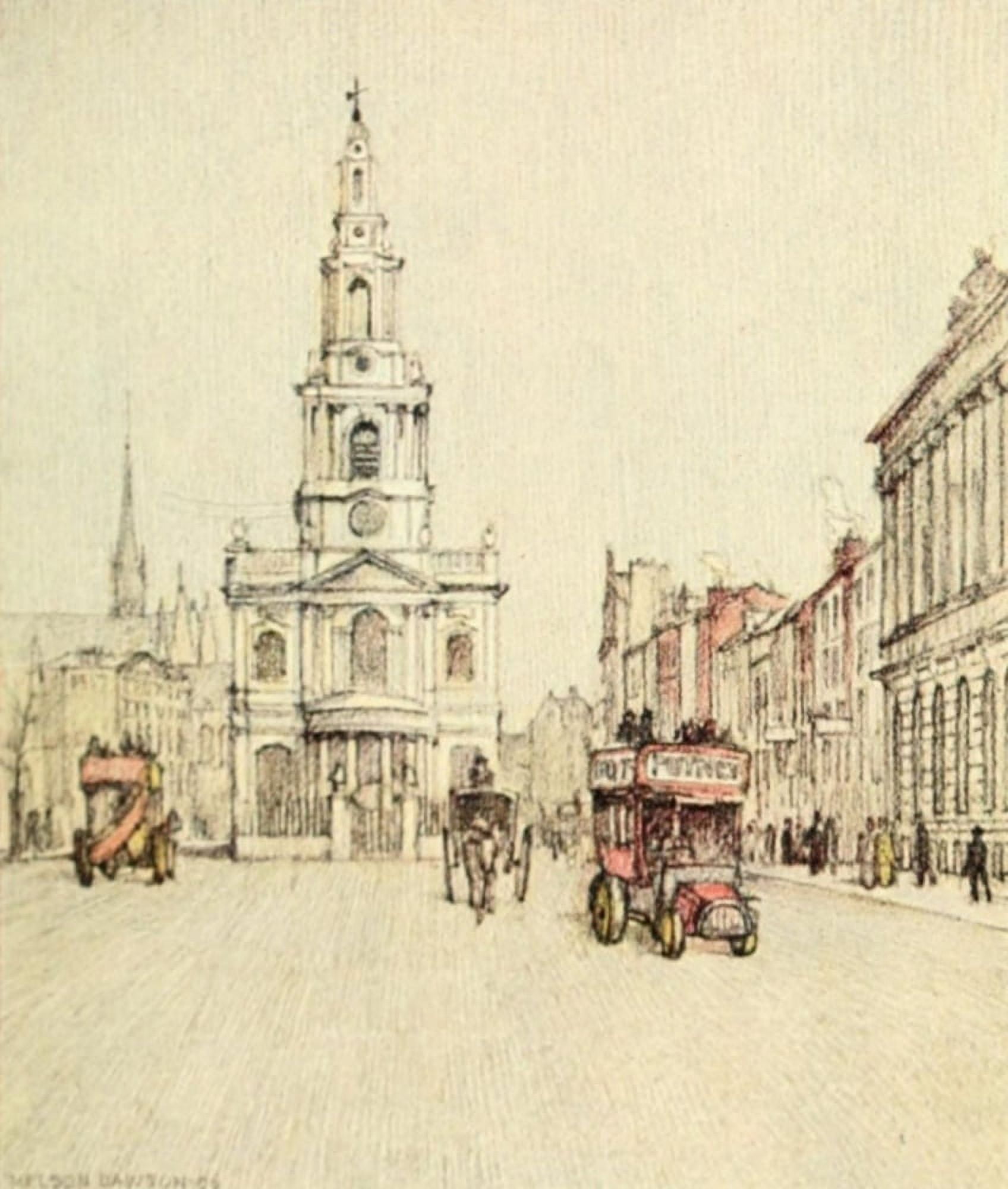 A Wanderer in London 1906 St Mary the Strand Canvas Art - Nelson Dawson (18 x 24)