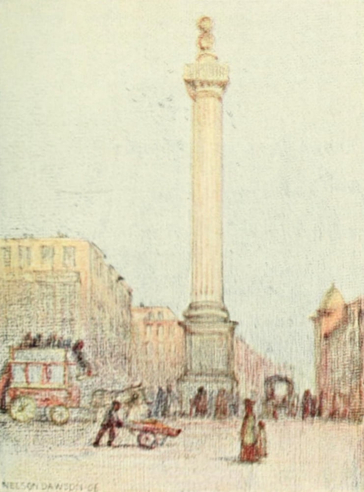 A Wanderer in London 1906 The Monument Canvas Art - Nelson Dawson (24 x 36)