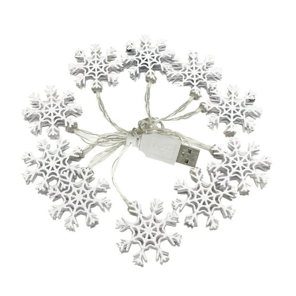 A Warm White Led Christmas Snowflake Light String For Tree Decoration 1.65 Meters 10 Lights Plastic Build