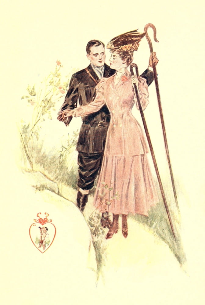 A Warning to Lovers 1906 Coming down the hilll Canvas Art - TM Cleland (24 x 36)