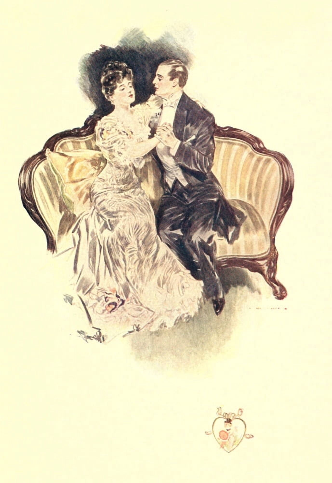 A Warning to Lovers 1906 Couple on sofa Canvas Art - TM Cleland (18 x 24)